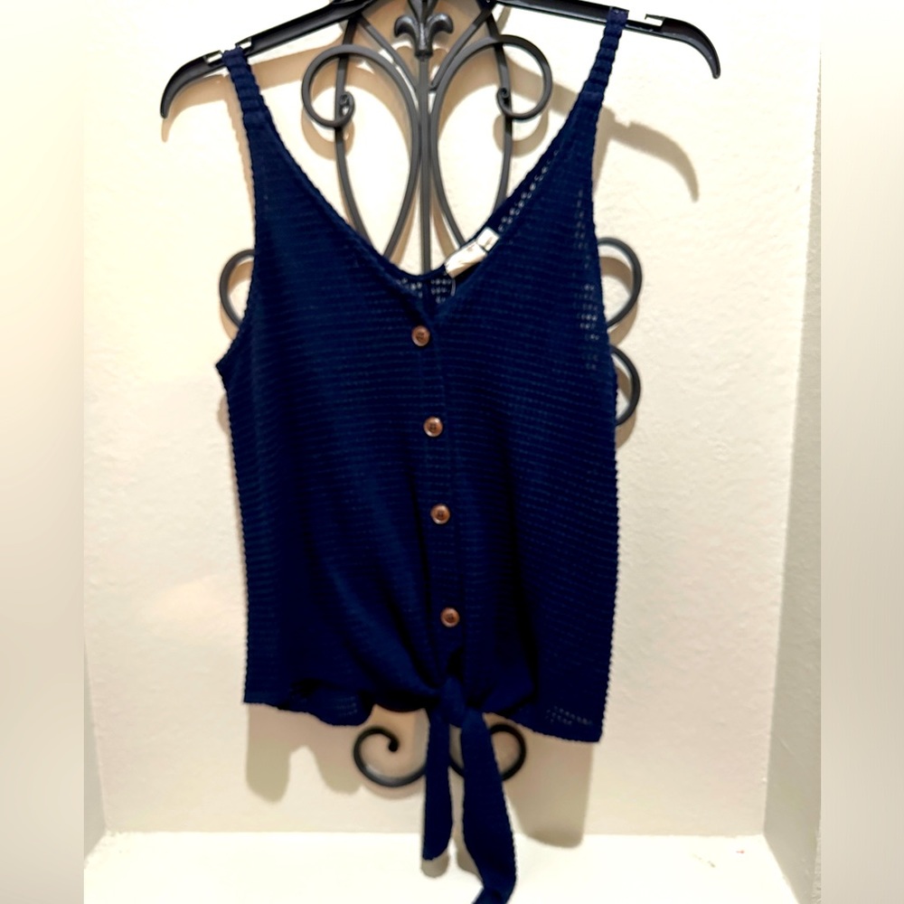 Navy Blue Waffle Tank Top
